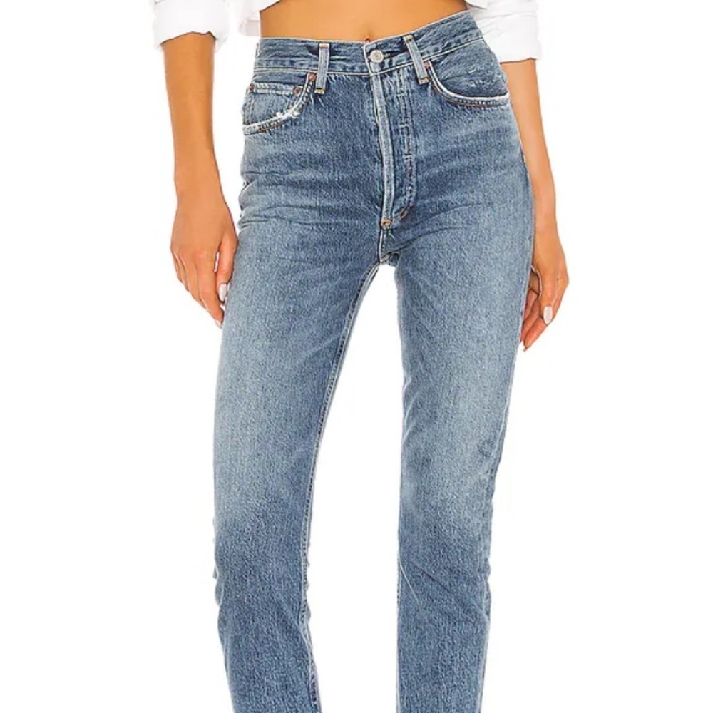 Agolde Riley High Rise Button Fly Straight  Crop Jeans Vintage Wash Size 29